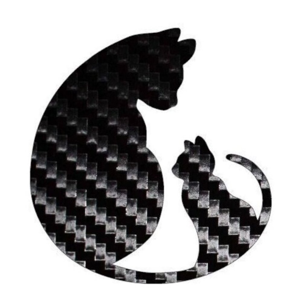 4 Pack Cat Sticker Black Carbon Fiber Vinyl Decal Logo Laptop Window